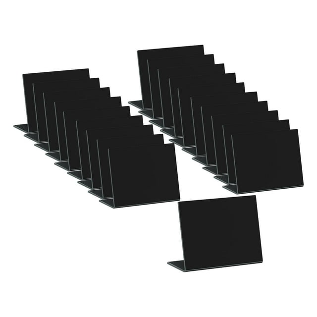 20 letreros de pizarra acrílicos en forma de L, elegantes y pequeños en blanco. Negro