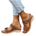 thumbnail image 7 of LOVZFMLL Chunky Wedge Sandals For Women with Arch Support Two Band Floral Summer Casual Slides Open Toe Slip On Slippers Brown 7.5, 7 of 7