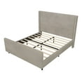 thumbnail image 6 of High Headboard Queen Size Corduroy Bed Frame with Vertical Stripe Wingback and High Footboard, Platform Bed with Wooden Bed Frame and Metal Legs (Taupe), 6 of 8