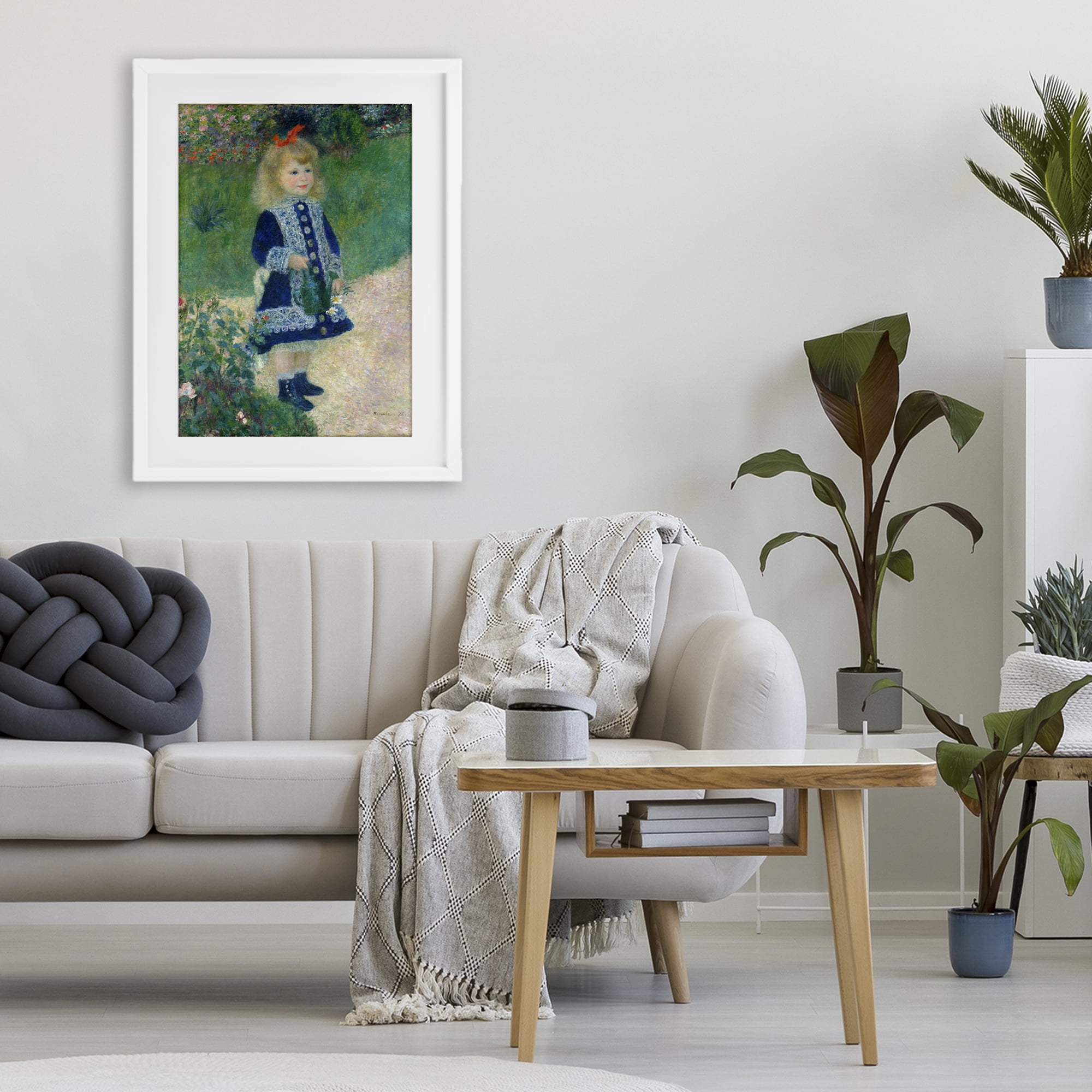 Stupell Industries Girl With Watering Can White Framed Print Under Glass, design by Tina LeCour