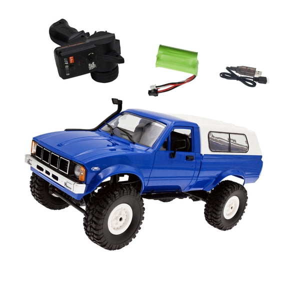 Modelo de coche RC 1/16, 5 km/h, alta velocidad, motor 180 con faros funcionales, regalo Azul
