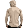 thumbnail image 5 of Men's Full Face Coverage Sun Shirt with Built-in Mask and Thumbholes Featuring Raglan Sleeves for Summer Fishing Hiking Cycling Running Beach Trips Beige XXXL, 5 of 9
