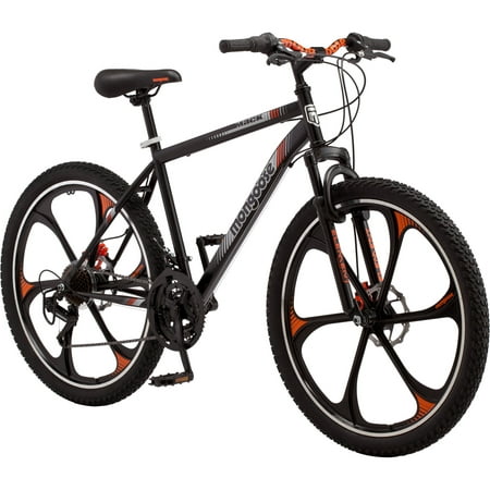 26" Mens Mongoose Mack Mag Wheel Bike, Black and Orange