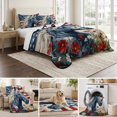thumbnail image 6 of Quilts Twin XL Size Bedding Set, American Flag Horse Lightweight Quilted Comforter, USA Flag Vintage Floral Soft Reversible Bedspread Coverlet with Pillow Covers for All Season, 68" x 98", 6 of 9