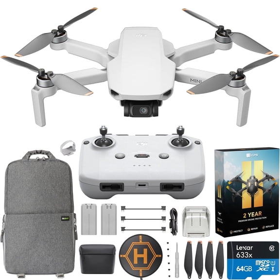 DJI Mini 4K Camera Drone Combo with Camera for Adults, Under 249 g, 3-Axis Gimbal Stabilization, 10km Video Transmission, 62-Min Flight With Case and Extra Battery Bundle with Deco Gear Accessories