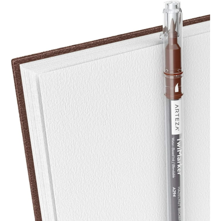 Arteza Watercolor Paper Pad, Spiral-Bound Hardcover, Brown, 9 inchx12 inch - 2 Pack, White
