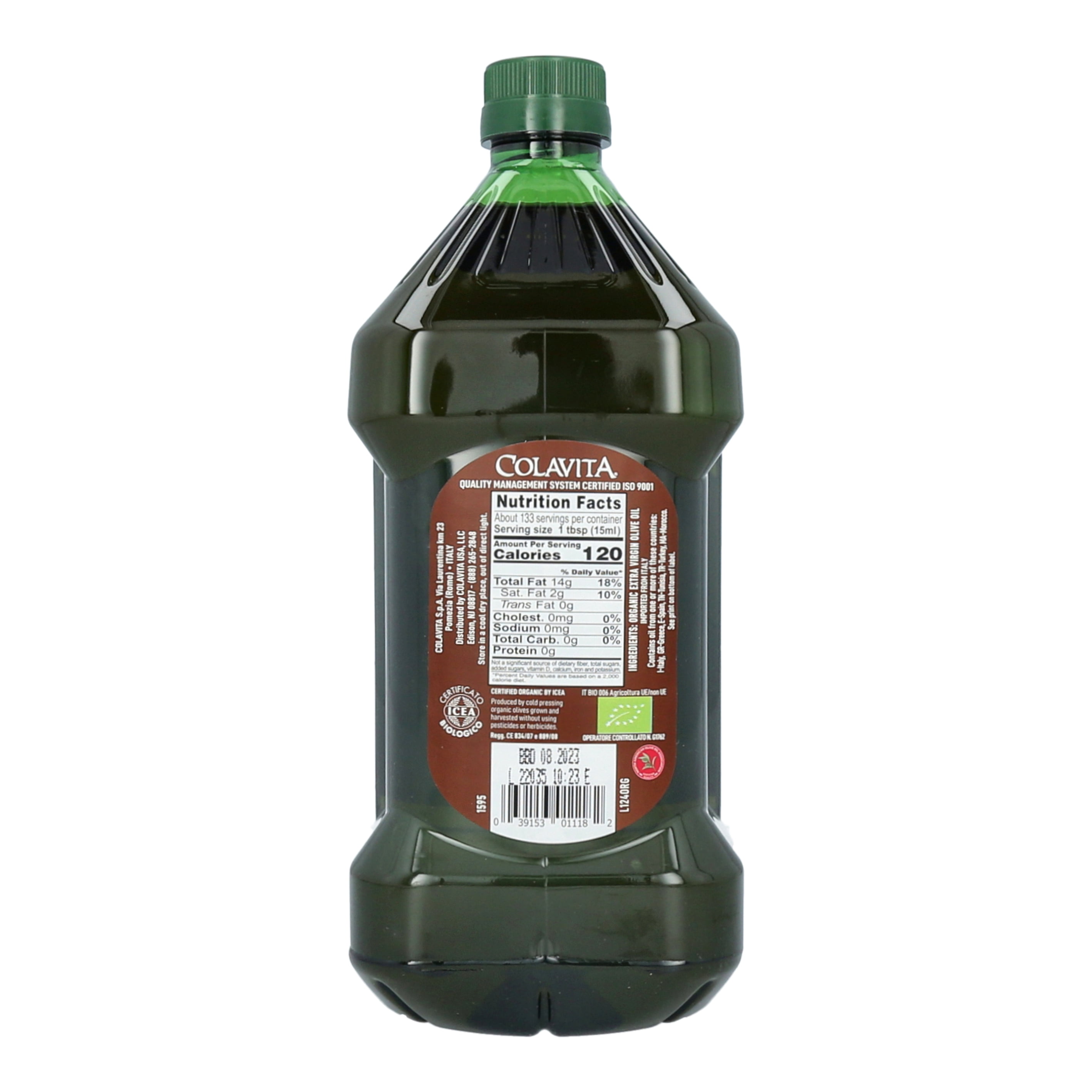 Colavita Organic Extra Virgin Olive Oil, First Cold Pressed, Imported from Italy, 2 Liters