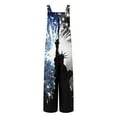 thumbnail image 5 of JURANMO Summer Jumpsuits for Women 2025 American Flag Print Bib Overalls Linen Wide Leg Long Rompers with Pockets 4th of July Outfits Black S Summer Clearance Prime, 5 of 9