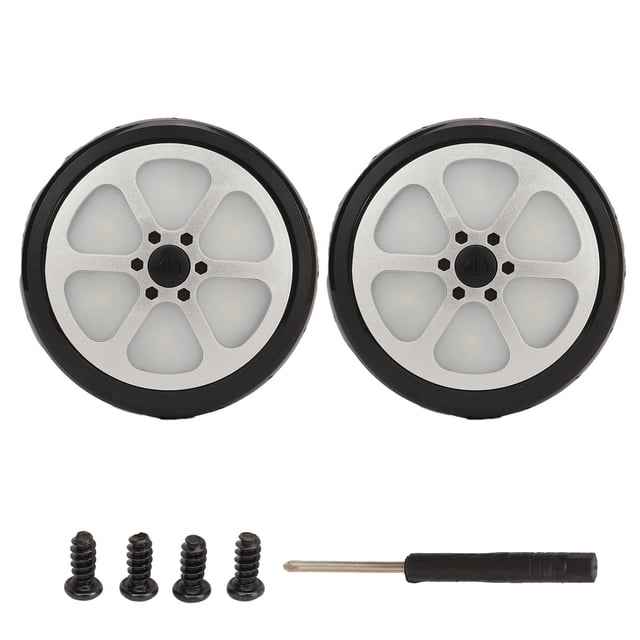 2 luces de seguridad para cochecito con forma de rueda, 3 modos de luz, luces LED para bicicleta con pilas AA y tornillos para exteriores