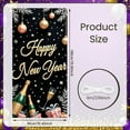 thumbnail image 2 of Gold Lettering Happy New Year Banner Black Background Festive Backdrop Champagne Bottle Design Gift Box Pattern Celebration Display for New Year Party Holiday Celebration Indoor Decoration, 2 of 9