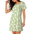 thumbnail image 2 of Kdxio Rabbit And Carrot (2) Pattern Womens Short Sleeve Sleepshirt Scoopneck Cute Nightdress Ruffle Comfy Nightgown, 2 of 6