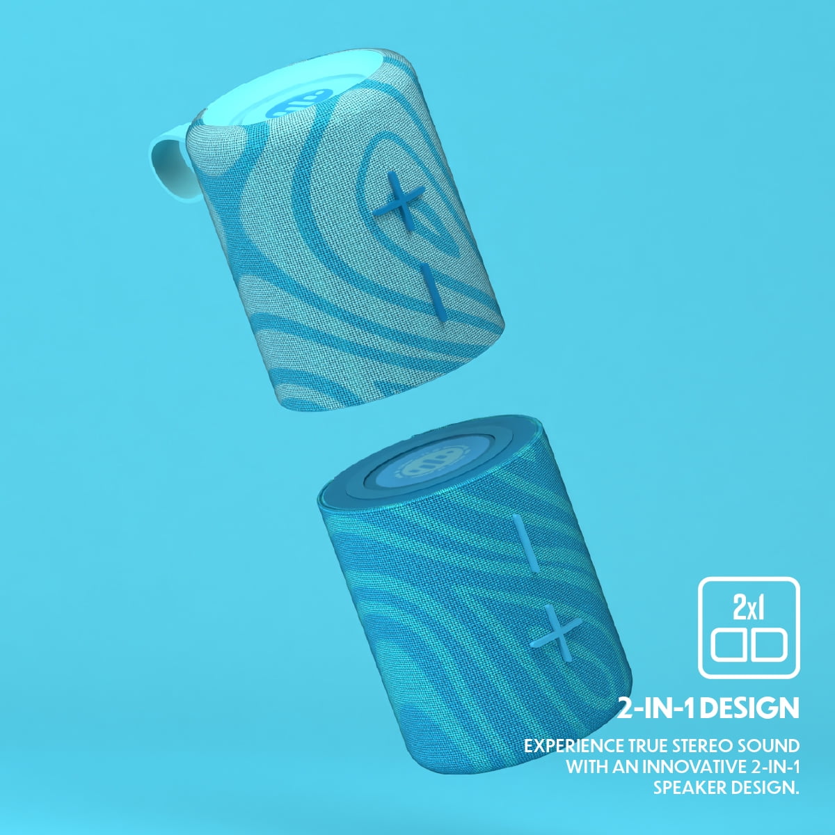 Stromberg - Twin 2-in-1 Mini Portable Bluetooth Speaker, 10W Power (5W per Speaker), 10-Hour Playtime, Sky Blue and Blue