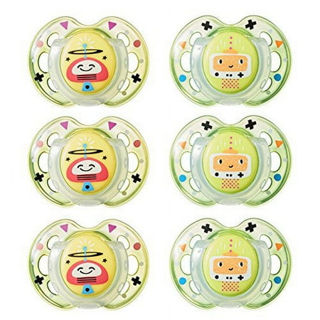 Tommee Tippee Closer to Nature Fun Style Orthodontic Baby Soothie Pacifier, 0-6 Months - Unisex, 6 Pack