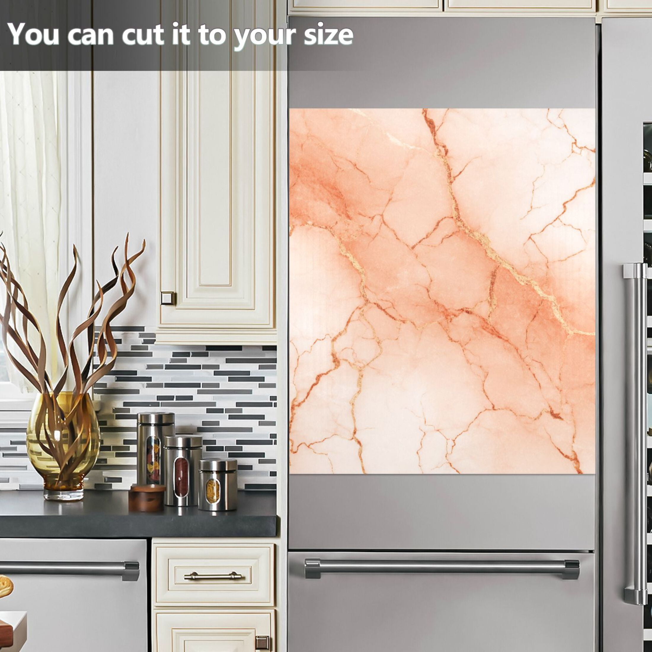 Dishwasher Magnetic Refrigerator Magnet Cover Sticker Home Decorative 23"x26" Light Orange Marble Crack