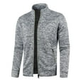 thumbnail image 2 of Kureaily Men's Full Zipper Casual Stand Collar Sweater Knit Long Sleeve Sweater, 2 of 4