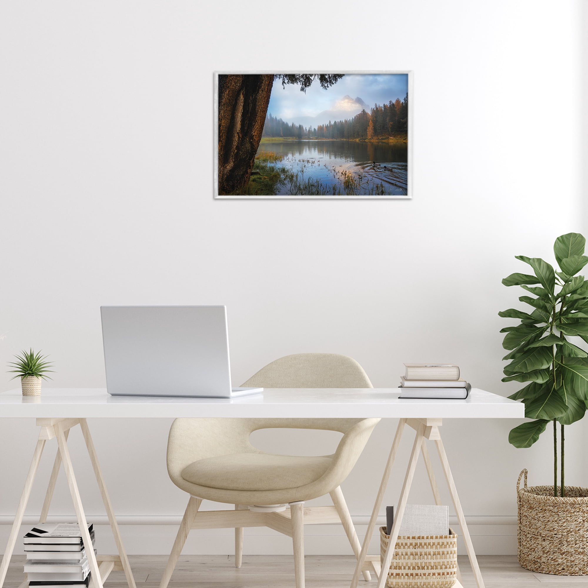 Stupell Industries Autumn Forest Reflections White Framed Giclee Art, design by Martin Podt