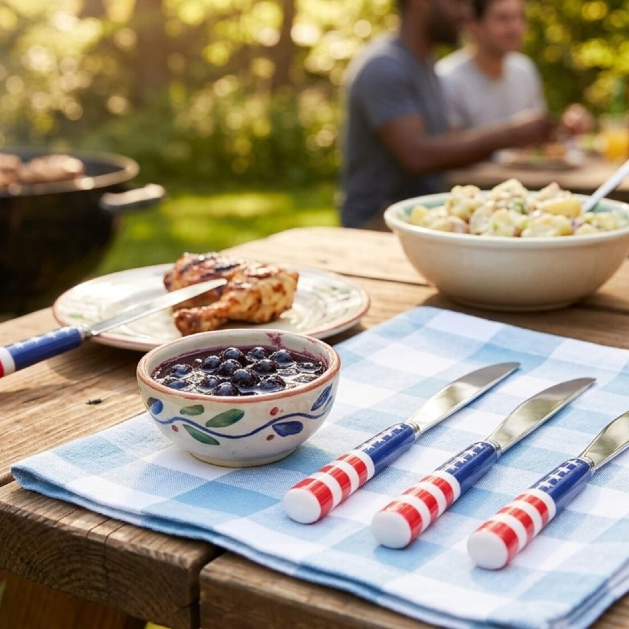 International Silver Stars and Stripes Ceramic Handle Spreader Set of 4