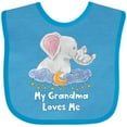 thumbnail image 3 of Inktastic My Grandma Loves Me Cute Elephants Clouds Moon and Stars Boys or Girls Baby Bib, 3 of 4