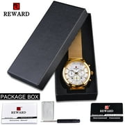 REWARD Watch Male New Luxury Brand Chronograph 24-hour Displaydate Calendar Clock Man Luminous Hands Gold Watch Stainless Steel Strap Relogio Masculino