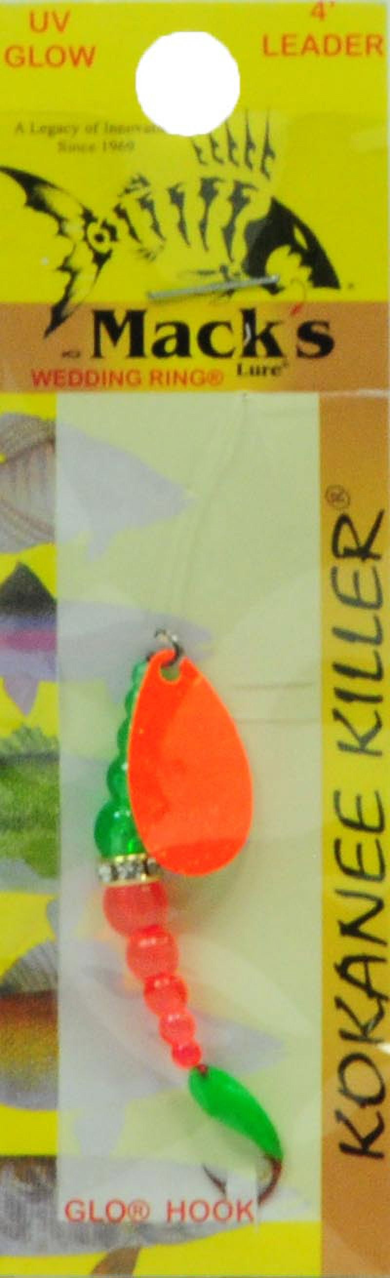 (2 pack) Mack's Lure Kokanee Killer Single Glo Hook Orange FlGrn/FlOrng Grasshopper Grn 8