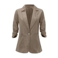 thumbnail image 6 of Ailaofu 2025 Summer Linen Blazer Women Lightweight 3/4 Stretchy Ruched Sleeve Fully-Lined Casual Work Jacket with Pockets, 6 of 6