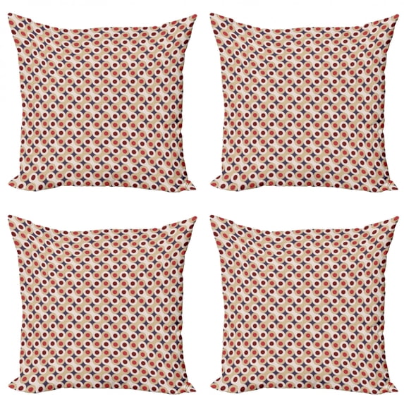 Ambesonne Geometric Throw Pillow Cover 4 Pack, Abstract Wrench Motif, 24", Multicolor