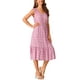 thumbnail image 4 of INSPIRAR CHIC Vestido de verano bohemio para mujer, con escote en V, estampado floral, vestido midi de capas, casual, color rosa, talla S, 4 of 5