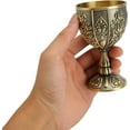 thumbnail image 6 of Embossed Chalice Goblet, Vintage Flower Pattern Wine Chalice Metal Wine Cup for Home Party Wedding Decoration Medieval Decor (Bronze), 6 of 9