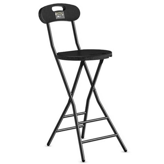 5Rcom Folding Stool, 1 Pack 24 inch Folding Bar Stool with Backrest and Handle, Foldable Stools for Adults Up to 350lbs, Collapsible Round Folding Counter Height Stool Chair for Ca