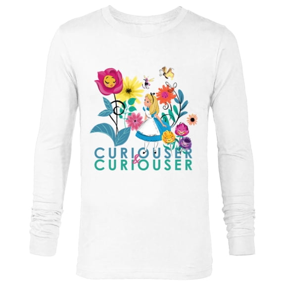 Disney Alice in Wonderland Curiouser & Curiouser - Long Sleeve T-Shirt for Men - Customized-White