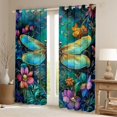 thumbnail image 2 of Feelyou Green Dragonfly Black Out Curtains, Flower Curtains Pack of 2 (42x63 Each), 2 of 6
