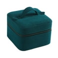 thumbnail image 2 of Dualoai Corduroy Jewelry Box Organizer Display Case Decorative Organization Rings Zipper Green, 2 of 9