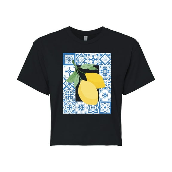 Instant Message - Mediterranean Lemons - Juniors Cropped Graphic T-Shirt