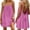 Hot Pink, variant on Women's Spaghetti Strap Open Back Mini Dress with Pleated Front and Loose Fit, Casual Summer Vacation Beach Cover Up for Everyday Daily Wear