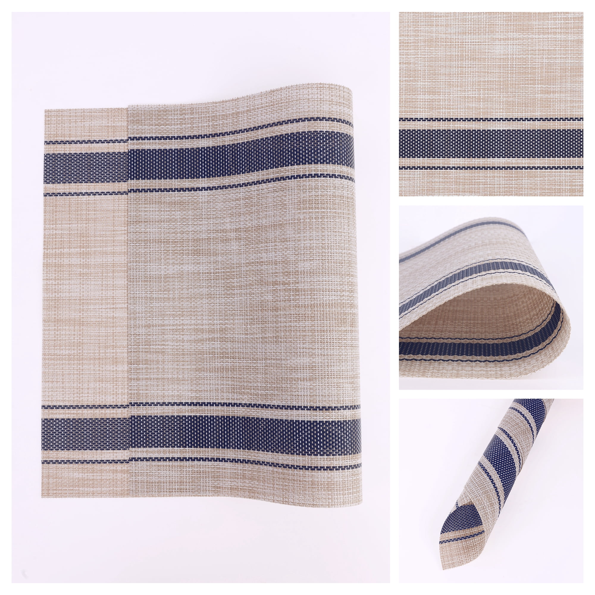 Unique Bargains Placemats Set of 6 Vinyl Placemats Blue