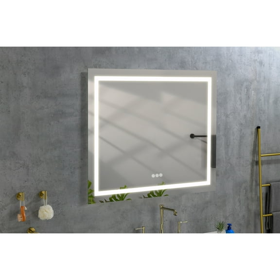 36x36 Inch LED Bathroom Mirror with Frontlit and Backlit, Wall Mounted Vanity Mirror with Smart Touch Button, Anti-Fog, Memory Function, 3 Colors, Stepless Dimmable Makeup Mirror