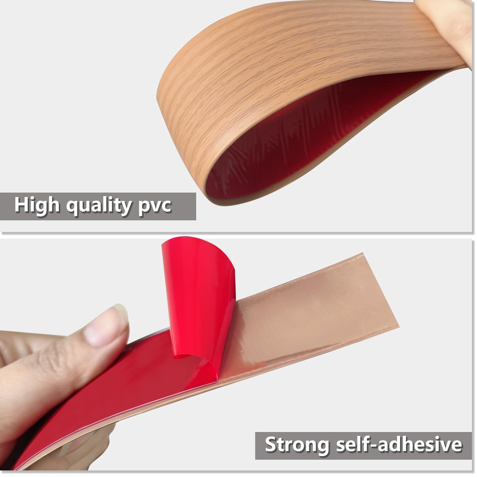 Vinyl Floor Transition Strip Self Adhesive 2"*20' Light Brown Wood Grain Divider Flooring Strips For Laminate  Uneven Floors(20ft 2in Grain)