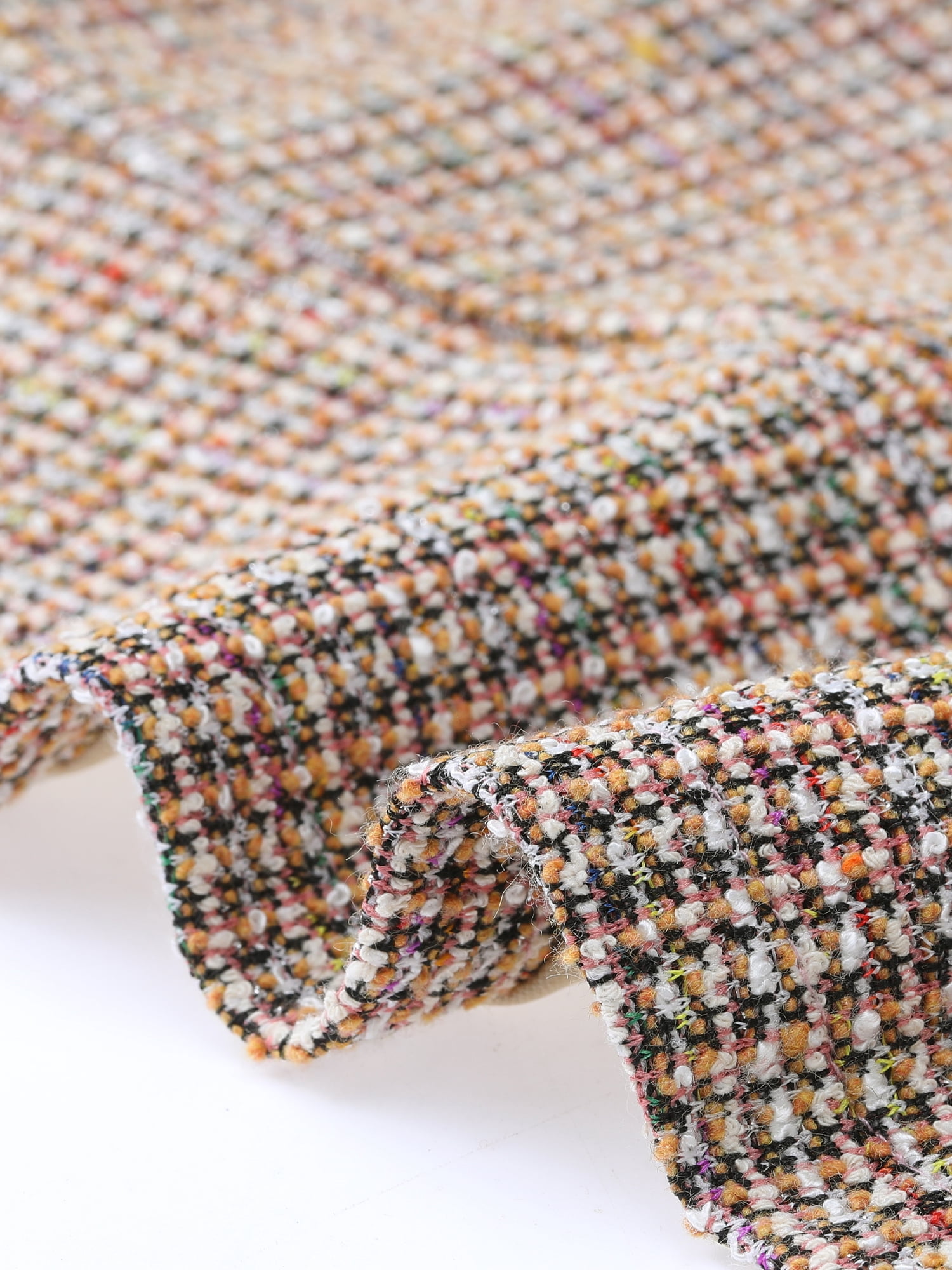 DARING DIVA Women's Comfortable Elegant Plaid Tweed Blazer Band Collar Jacket S Beige