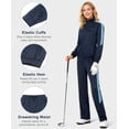 thumbnail image 4 of Women's 2Pc Full Zip Tracksuit, 4 Way Stretch with Reflective Stripes & Zipper Pockets for Golf Running Gym Dark Blue M, 4 of 9