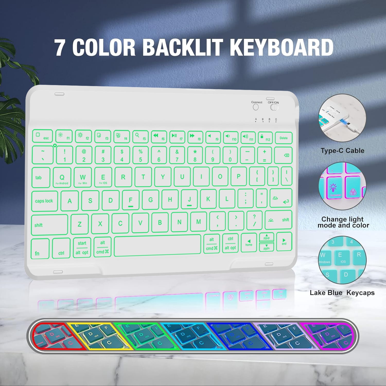 iPad Pro 12.9 6th/5th/4th Generation Case with Keyboard(2022/2020/2021), 360°Smart Protective Folio Cover with Magnetic Detachable Wireless Keyboard, Built-in Pencil Holder (Green)