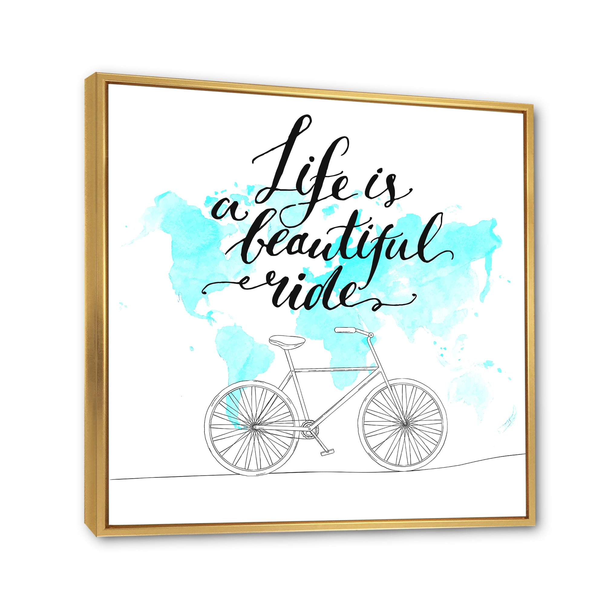 Designart 'Life Is A Beautiful Ride With Bicycle' Traditional Framed Canvas Wall Art Print