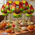 thumbnail image 4 of PMU 6 Pcs Thanksgiving Turkey 10 Inch Pre-Inflated Mylar Foil Balloons with Stick and Fringe Ribbons for Thanksgiving Party Celebrations Decoration, 4 of 10