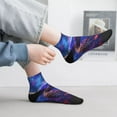 thumbnail image 2 of Rateoe Starry Sky Turtle Pattern Quarter Crew Socks,Toe Seamed Ankle Socks,Cotton Cushioned Breathable Athletic Crew Sports Socks, 2 of 7