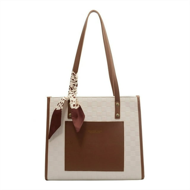 Commuting Pouch Zipper Closure Trendy Daily Collocation Faux Leather Women Tote Bag Commuting Accessories