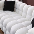 thumbnail image 5 of 62" Loveseat Sofa, Mid Century 2-Seater Sofa Couches for Living Room, Boucle Upholsteded Love Seats Furniture with Pillow and Wood Frame for Small Spaces Bedroom Office, White, 5 of 7