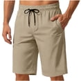 thumbnail image 2 of Afuyipoi Men’s Summer Shorts, Elastic Drawstring Waist Lightweight Breathable Fabric Side Pockets Beach Shorts Beige Size S, 2 of 7