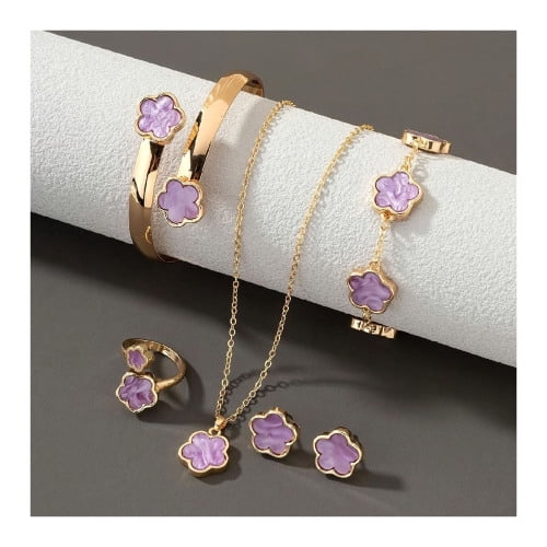 BLUEW Four Leaf Clover Jewelry Set, Necklace Earrings Bracelet