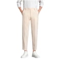 thumbnail image 2 of CQONEPT Men's Dress Pant Pleated Linen Suit Pants High Waist Straight Leg Business Casual Trousers with Pockets Khaki S, 2 of 5