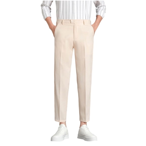 USNSM Men's Suit Pants Slim Fit Dress Pants for Men Daily Commuting Straight Leg Trousers Vintage Lightweight Casual Pants Yellow XXL