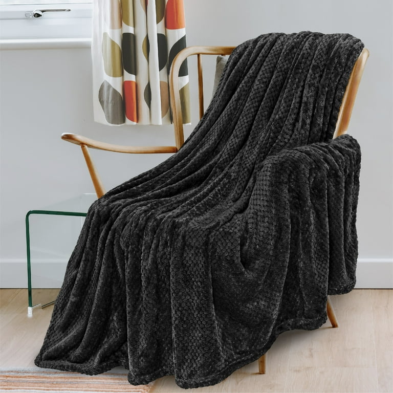PAVILIA Extra Light Multipurpose Large Waffle Fleece Throw Blanket Super Soft Cozy 60x80 Black Walmart
